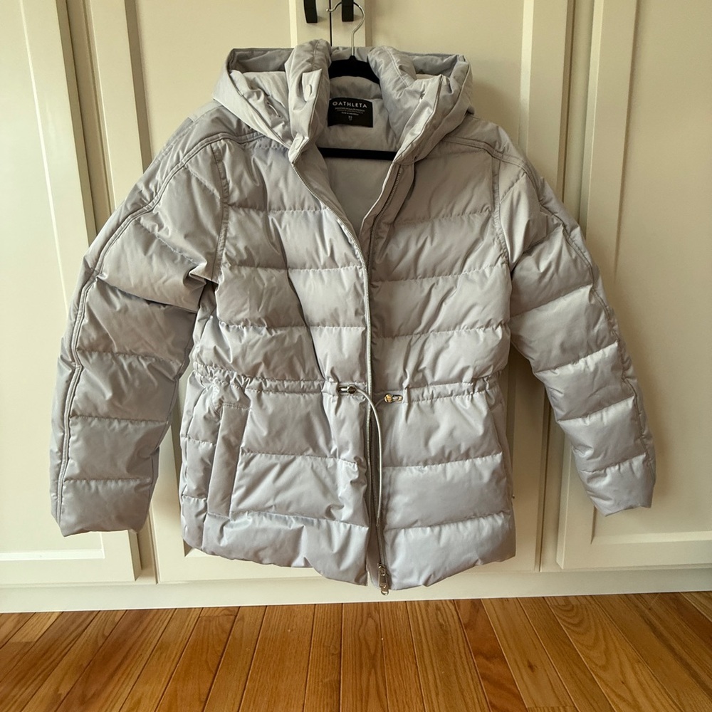Athleta Light Gray Puffer Jacket - image 1